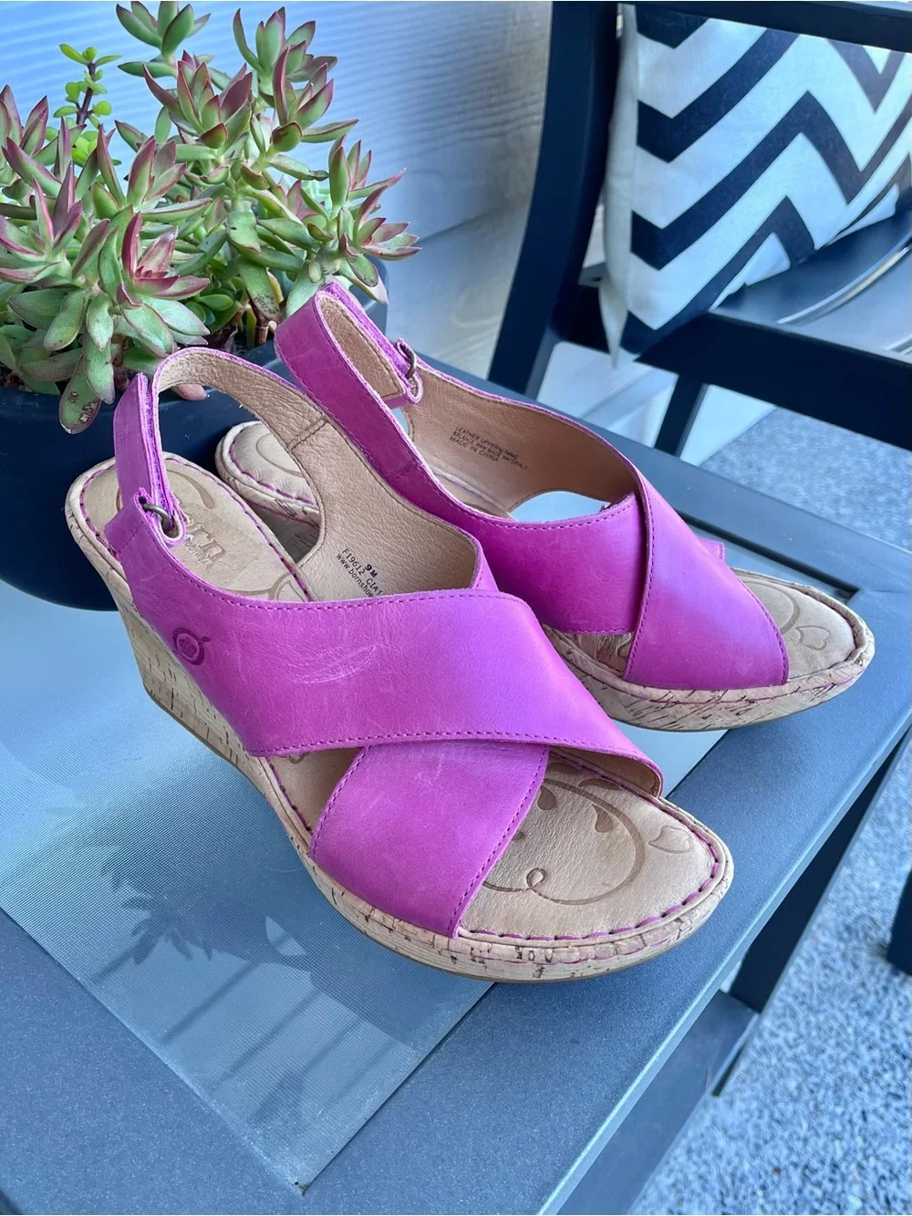 Born Pink Leather Henning Sandal with Cork Platform